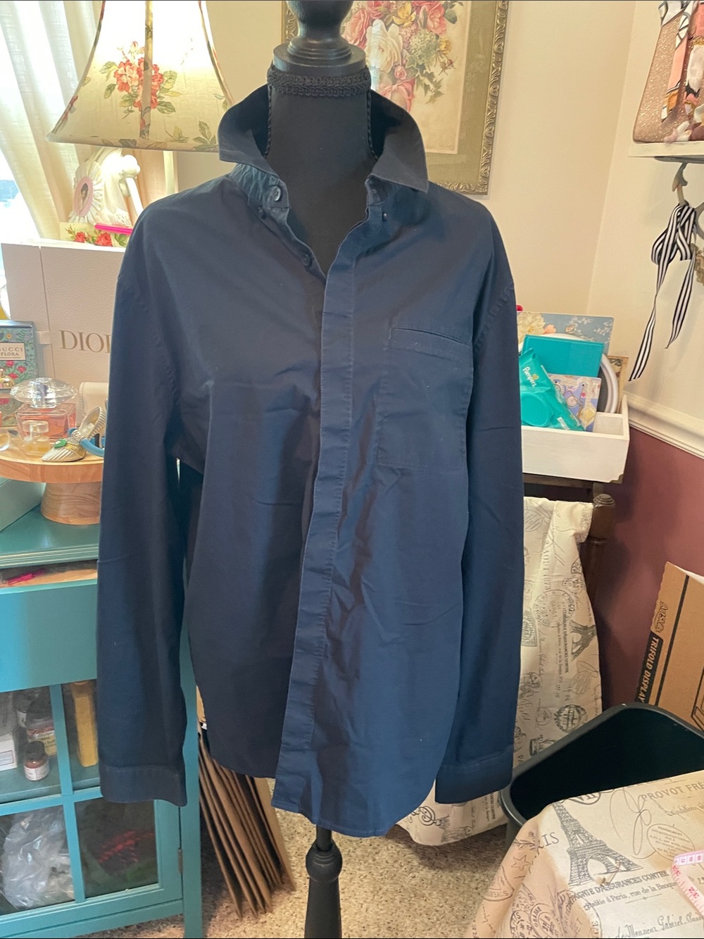 Unisex Lululemon -Navy Button-Down Shirt - Picture 2 of 14
